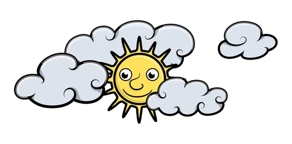 Cartoon Sonne und Wolken — Stockvektor