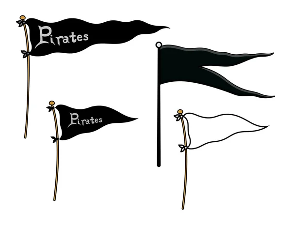 Hajók a zászlók - kalózok és a béke - rajzfilm vektoros illusztráció — Stock Vector