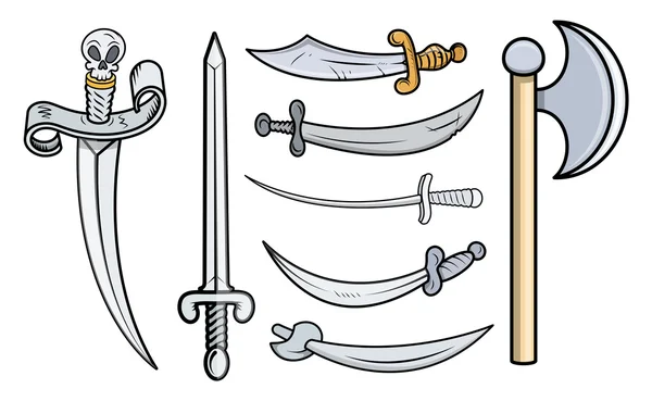 Espadas y armas - Ilustración de vectores de dibujos animados — Vector de stock