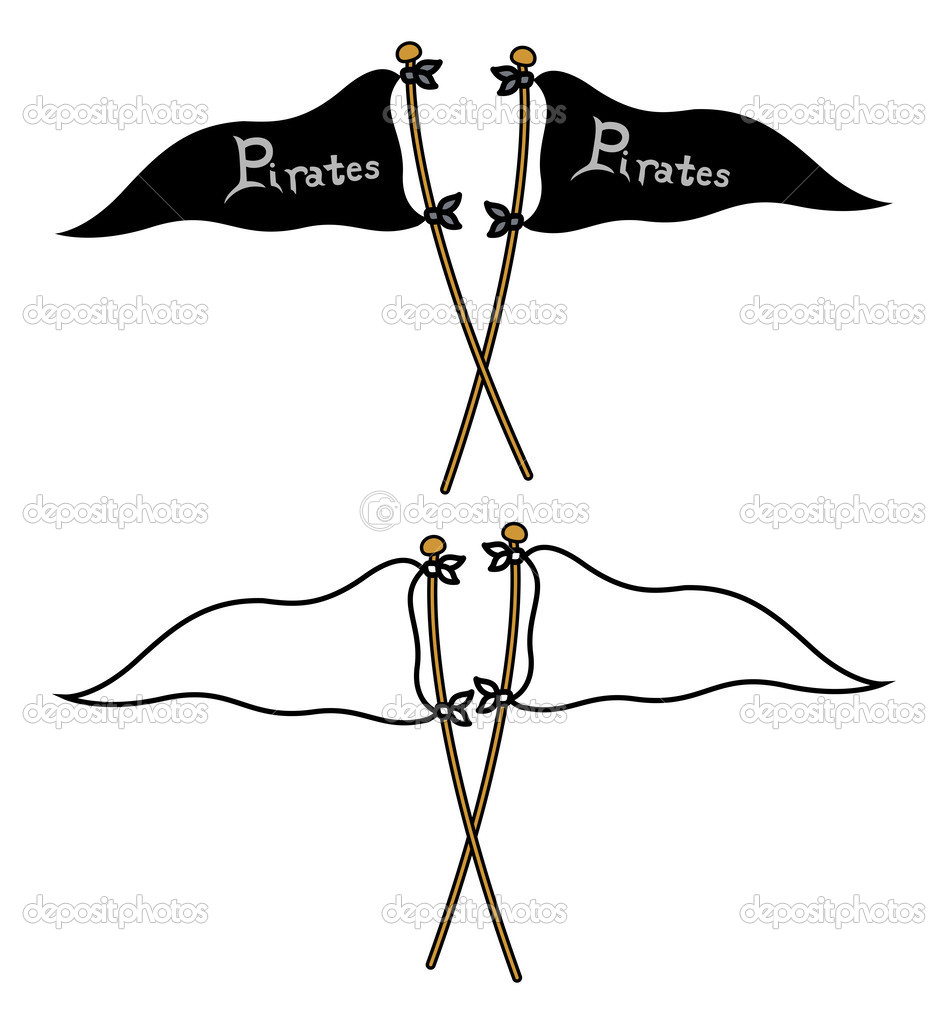 Pirate and Peace Flags - Cartoon Vector Illustration