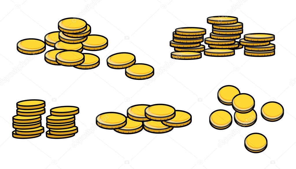 Gold Coins Stack - Cartoon Vector Illustration