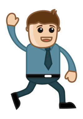 mutlu işadamı çalıştıran - ofis kurumsal karikatür kişi