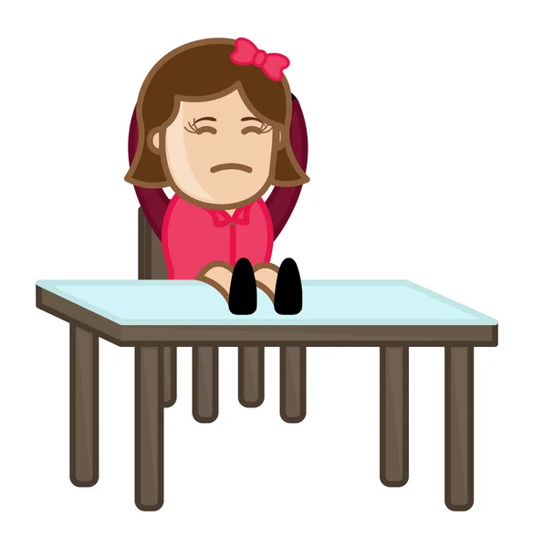 Sulky kvinna sitter på stol - office corporate tecknade människor — Stock vektor