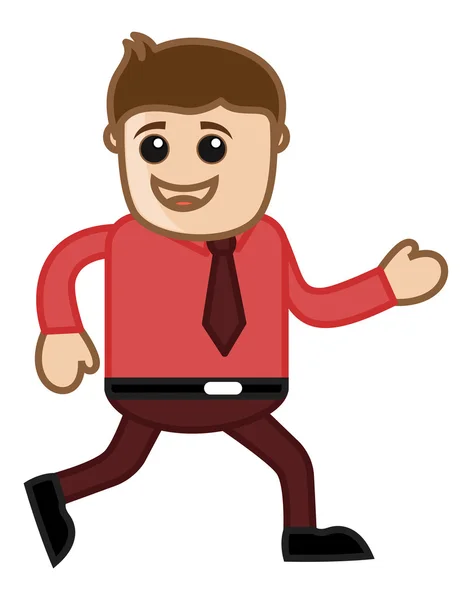 Man Running - Bureau Cartoon d'entreprise Personnes — Image vectorielle