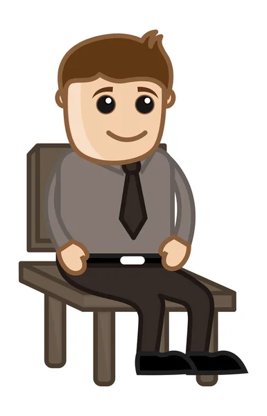 Man Sitting on a Chair - Office Corporate Cartoon People — Stock Vector