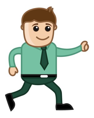 acele - ofis kurumsal karikatür kişi yürüyüş