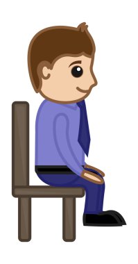 insan iskemlede - ofis kurumsal karikatür kişi