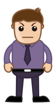 mutsuz patron - ofis kurumsal karikatür kişi