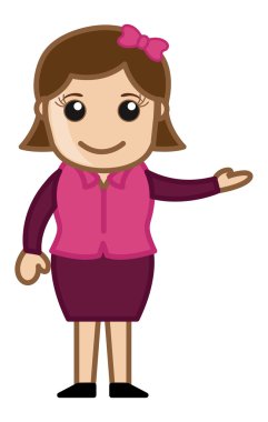 Bayan sunum - ofis kurumsal karikatür kişi