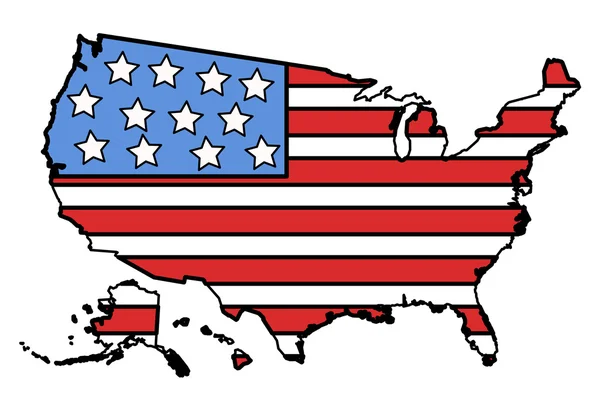 Bandera de Estados Unidos en MAP - Ilustración vectorial — Archivo Imágenes Vectoriales