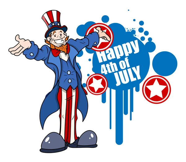 Oncle Sam souhaite Joyeux 4 juillet — Image vectorielle