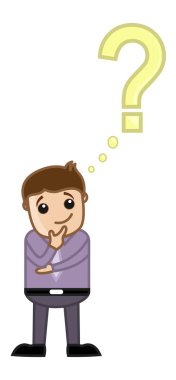 SSS kavramı - soru işareti - iş karikatür düşünme erkek