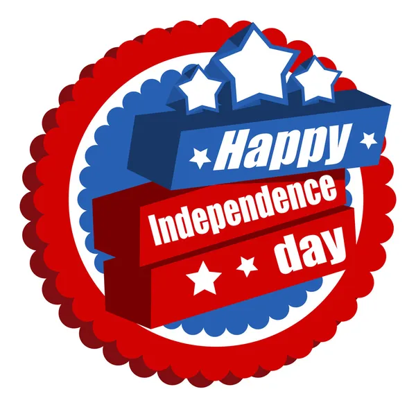 Felice giorno dell'indipendenza Distintivo di saluto - 4 luglio Vettore — Vettoriale Stock