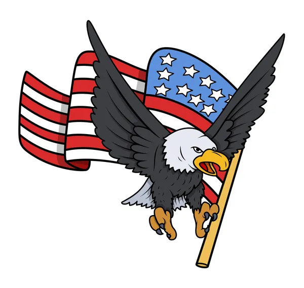 Φαλακρός αετός με αμερικανική σημαία - πατριωτικό διάνυσμα — Διανυσματικό Αρχείο