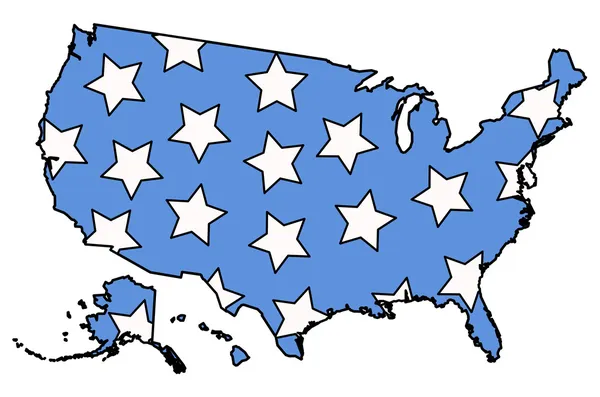 미국 지도 벡터 7 월 4 일에 별이 가득 — 스톡 벡터