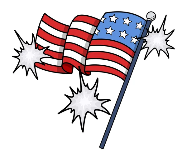 Shiny USA Flag Vector Clip-art - 4 luglio celebrazione — Vettoriale Stock