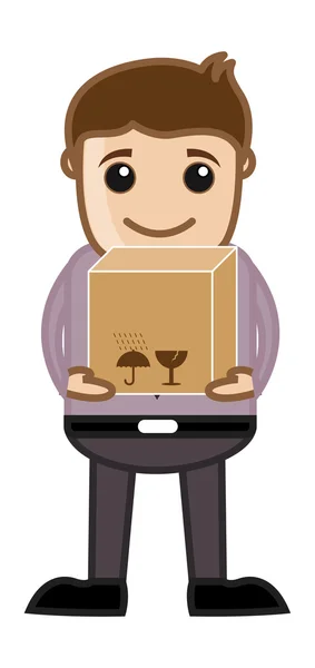 Homem levantando uma caixa - Desenhos animados de negócios —  Vetores de Stock