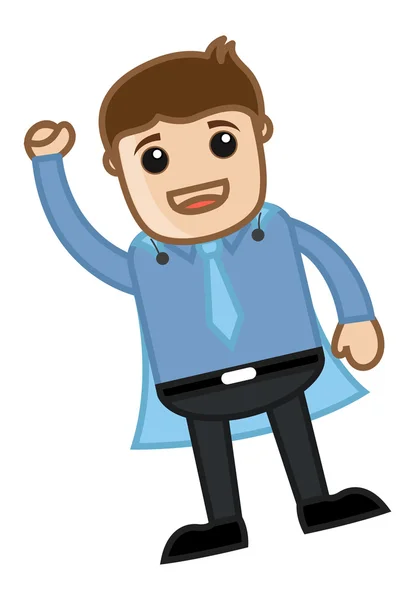Personagem de escritório como super herói - Desenhos animados de negócios — Vetor de Stock