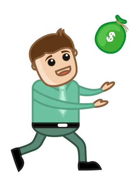 Go Catch the Money - Business Cartoon — Stock Vector