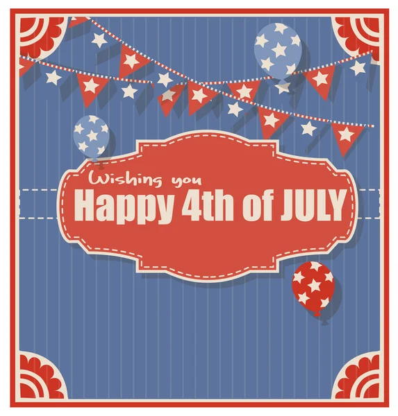 Vintage old - 4th of july Vector - greeting background — Stock Vector