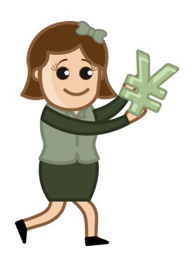 Yen - forex döviz - karikatür iş vektör çizimler