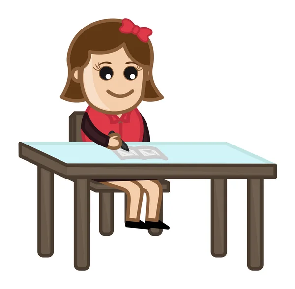 Κορίτσι μελέτη - εικονογραφήσεις διάνυσμα επιχειρήσεων κινουμένων σχεδίων — Διανυσματικό Αρχείο