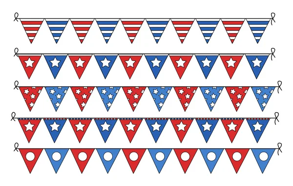 Freedom celebration flag border elements - 4th of july vector illustration — Stock Vector