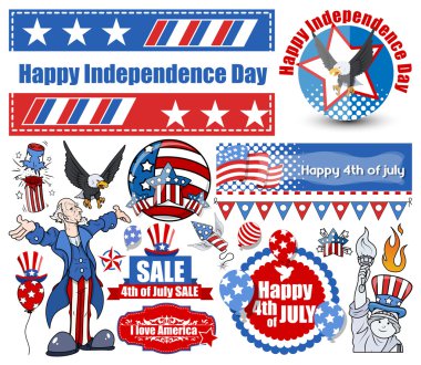 American Independence day vector designs set