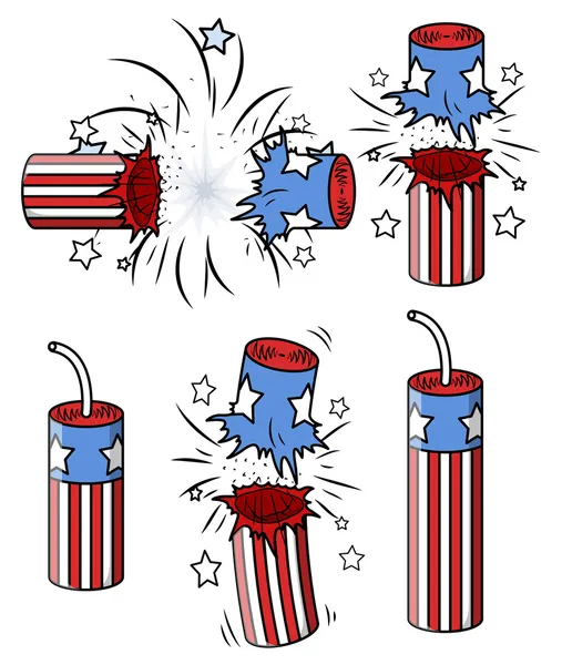 Various firecrackers - 4th of july vector illustration — Stock Vector