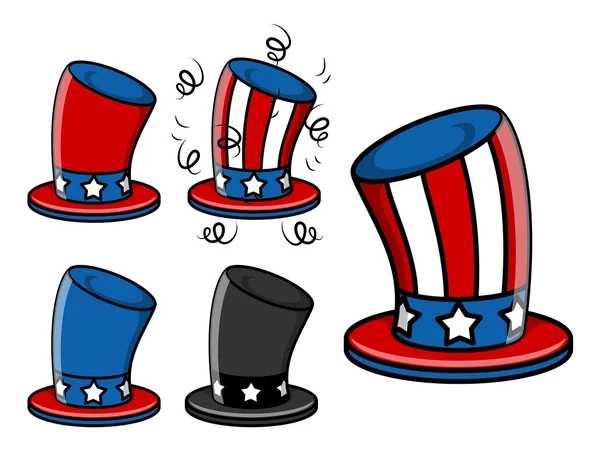 Tío sam sombrero conjunto - 4 de julio vector ilustración — Vector de stock