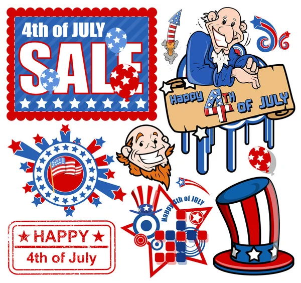 Set for 4th of july vectors — Stock Vector