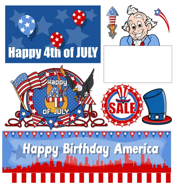 Happy 4th of july vector set — Stock Vector