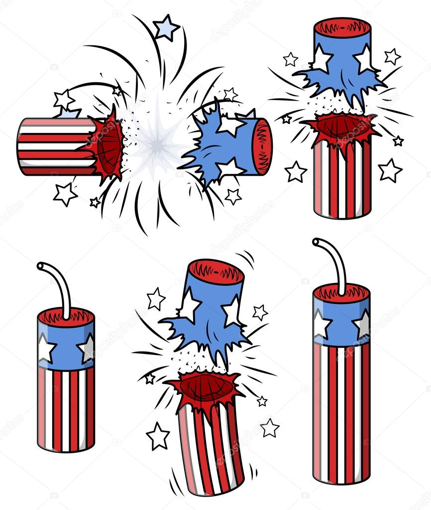 Various firecrackers - 4th of july vector illustration