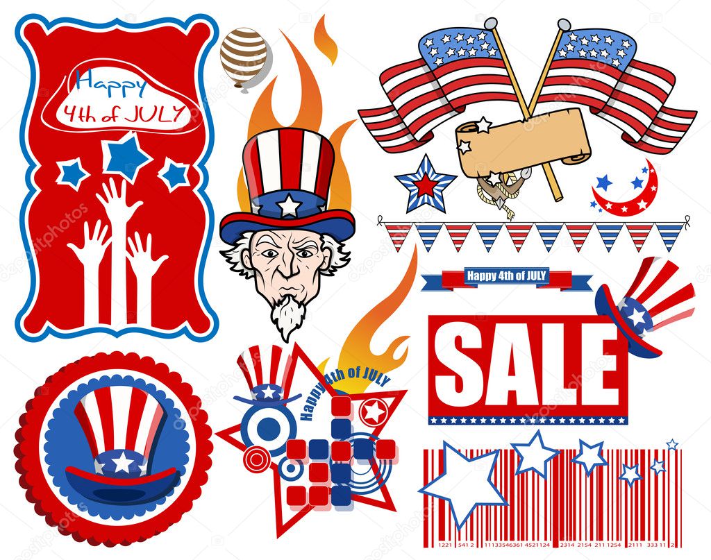 Pack of various happy 4th of july vectors