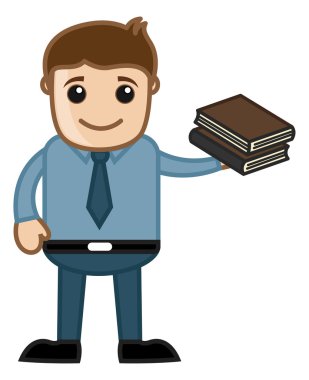 adam tutarak iki kitap - iş vektörel çizimler karikatür.