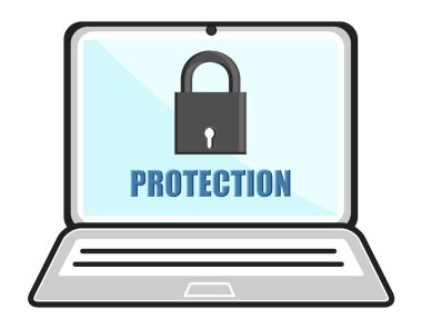 -kilitli laptop - iş karikatür vektörler parola korumalı