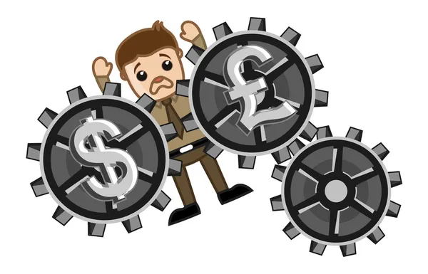 Currency Exchange Loss - Business Cartoons Vectors — Stock Vector
