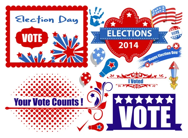 राष्ट्रीय संयुक्त राज्य अमेरिका चुनाव दिवस ग्राफिक्स सेट — स्टॉक वेक्टर