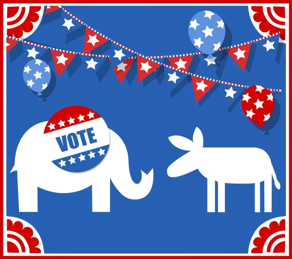 Election Day Symbol - Elephant and Donkey - Vector Illustration — Stock Vector