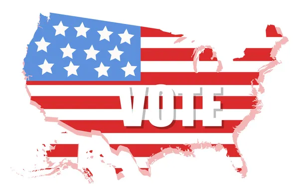 Votazione testo su Bandiera USA - Election Day Vector Illustration — Vettoriale Stock
