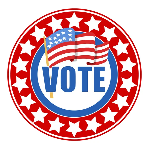 Distintivo di voto circolare - Illustrazione vettoriale del giorno delle elezioni — Vettoriale Stock
