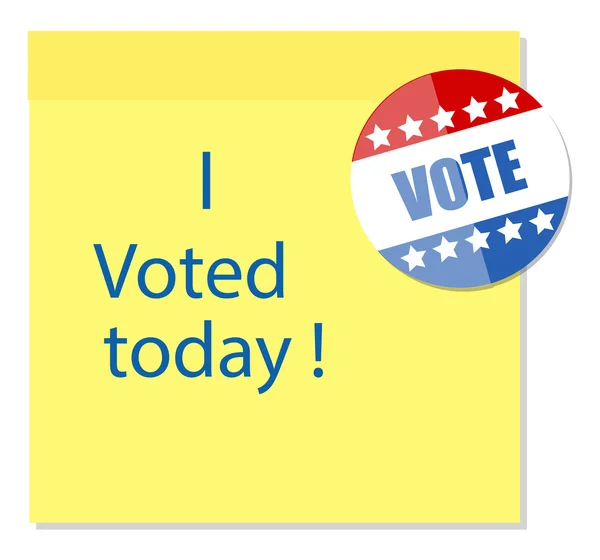 I voted today - written on sticky note with a glossy badge vector — Stock Vector