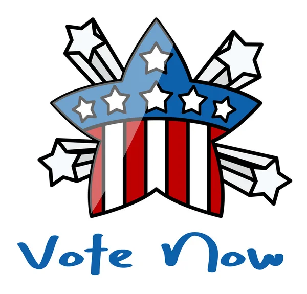 Голосуйте сейчас - США тема Star - Векторная иллюстрация в день выборов — стоковый вектор