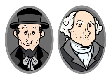 Resimli vektör portre George washington ve abraham lincoln