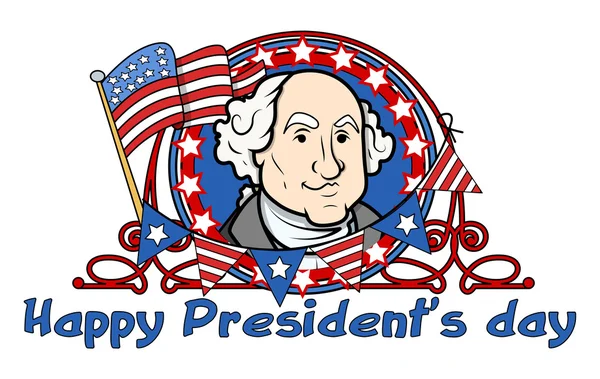 Gösterilen George washington üzerinde - Başkanlar Günü vektör çizim — Stok Vektör