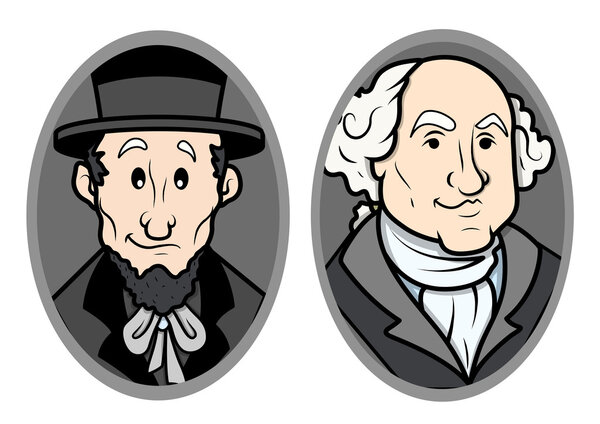 Illustrated Vector Portrait of George Washington and Abraham Lincoln