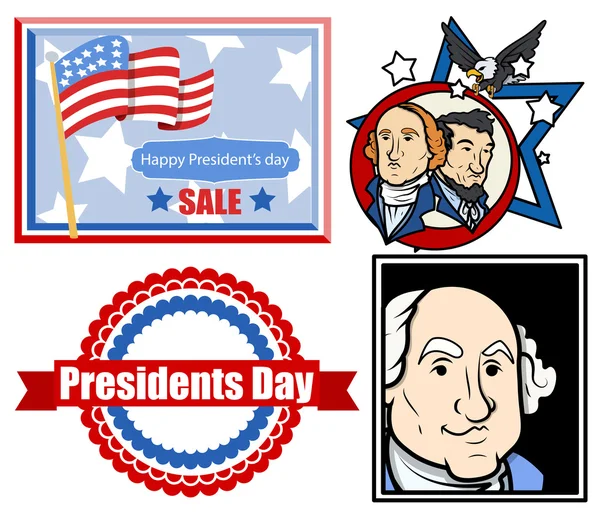 Presidents Day USA Theme Vector Set Designs — Stock Vector