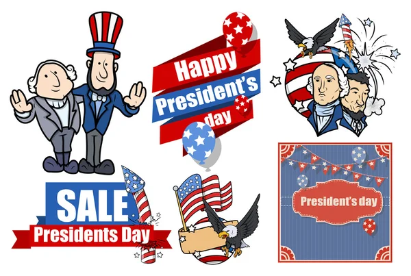 Ensemble vectoriel de la Journée des présidents américains — Image vectorielle