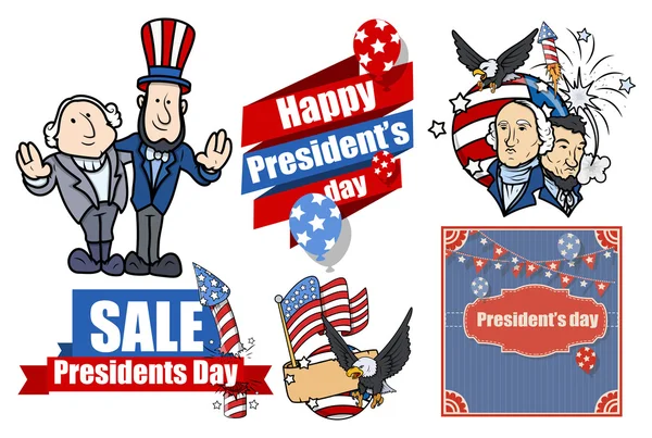 Conjunto de vectores del Día de Presidentes Americanos — Vector de stock