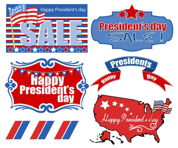 Presidents Day USA Theme Vector Set Illustrations — Stock Vector